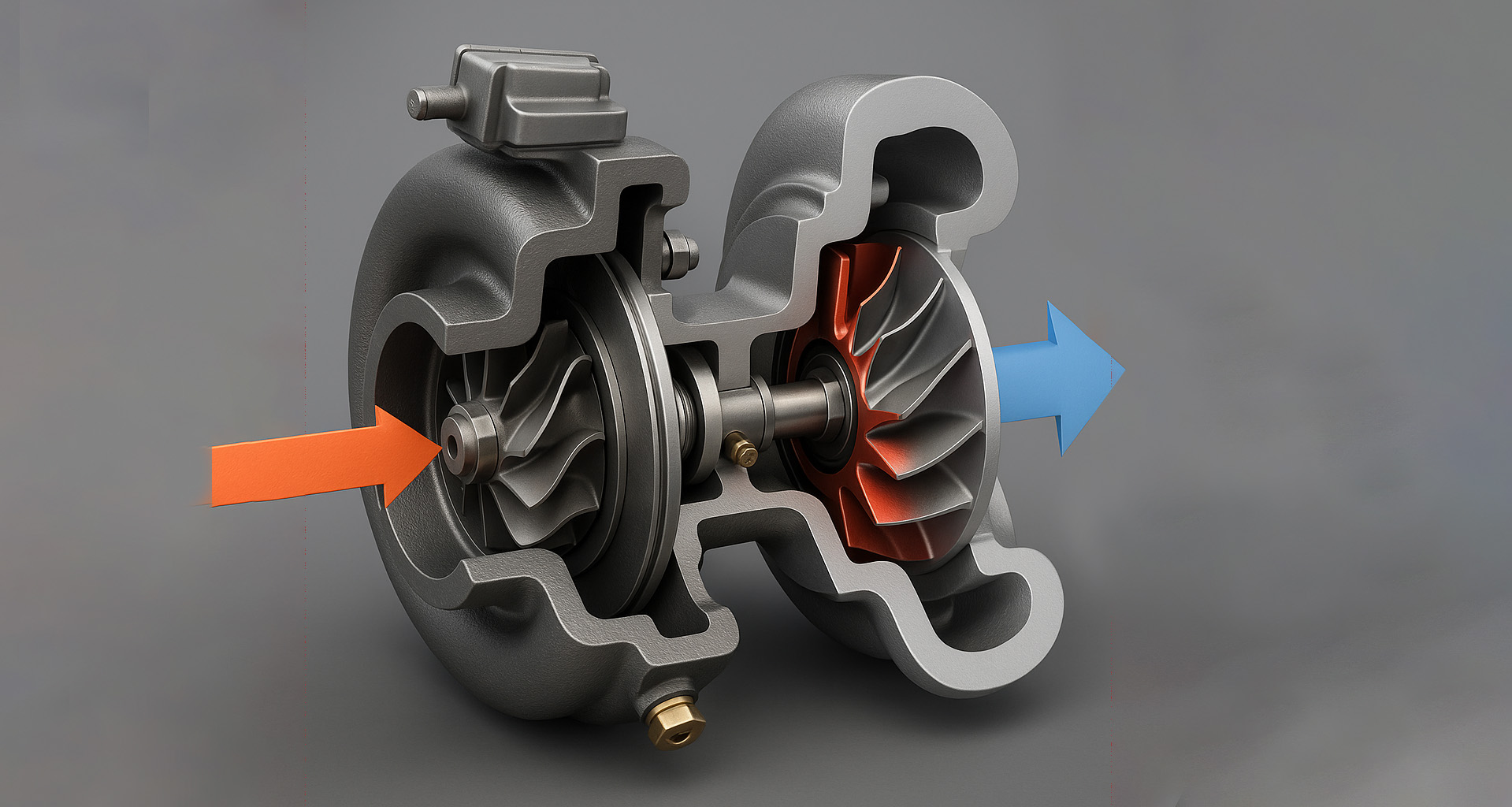3D Cross Section of Turbocharger Visualization